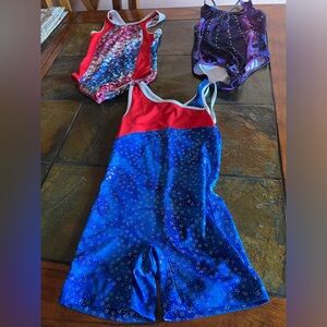 3 Girls gymnastics leotards size 7/8